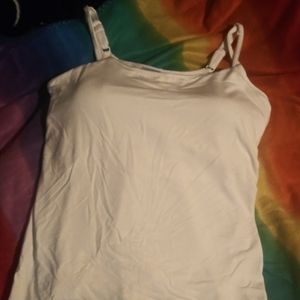 M Women's White Tank Top w/ Built-in Bra